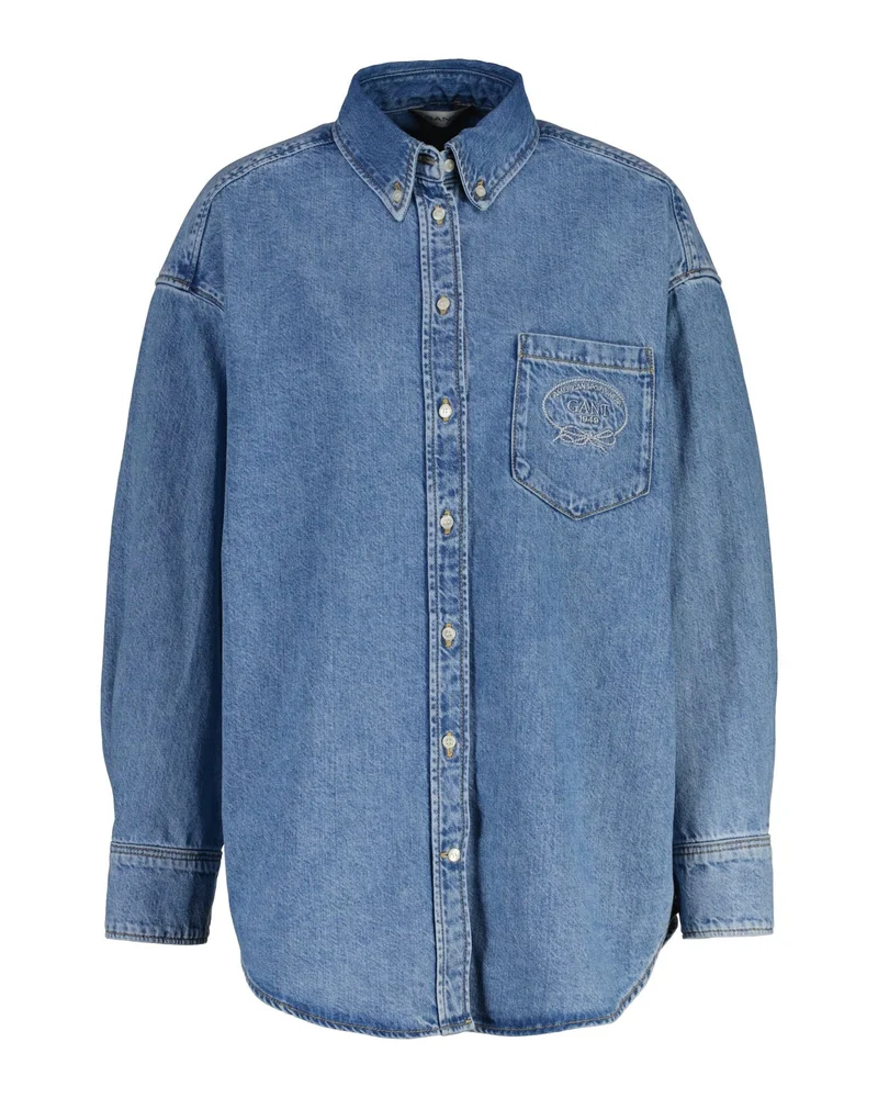 غانت Oversized Denim Embr Pocket Bd Shirt
